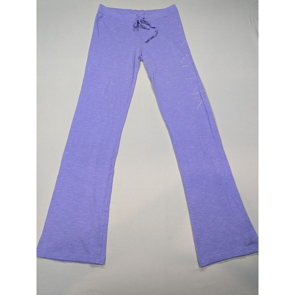 Victoria’s Secret PINK XS Purple Flare Lounge Pants Y2K Logo Drawstring